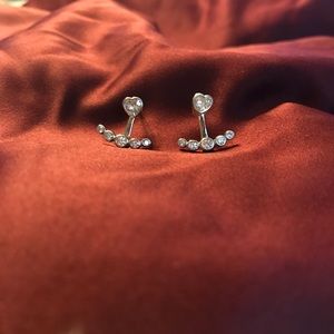 Sterling silver heart earring jacket